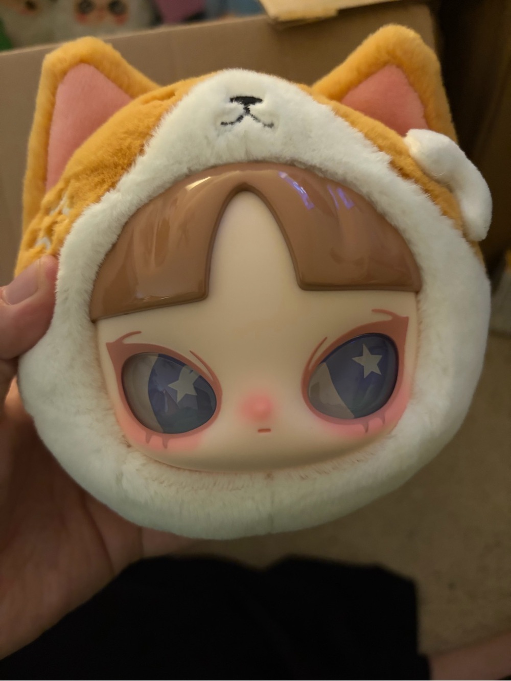 Plush Travel Pouch - Cream and Tan Cute Character Hood